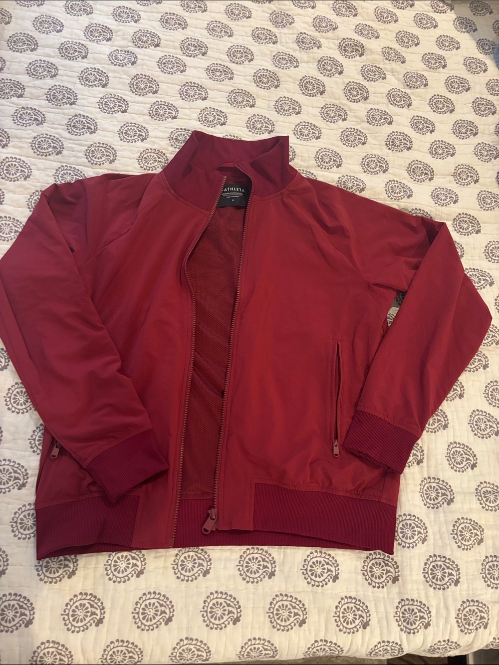 Athleta Wine Red Varsity-Style Jacket